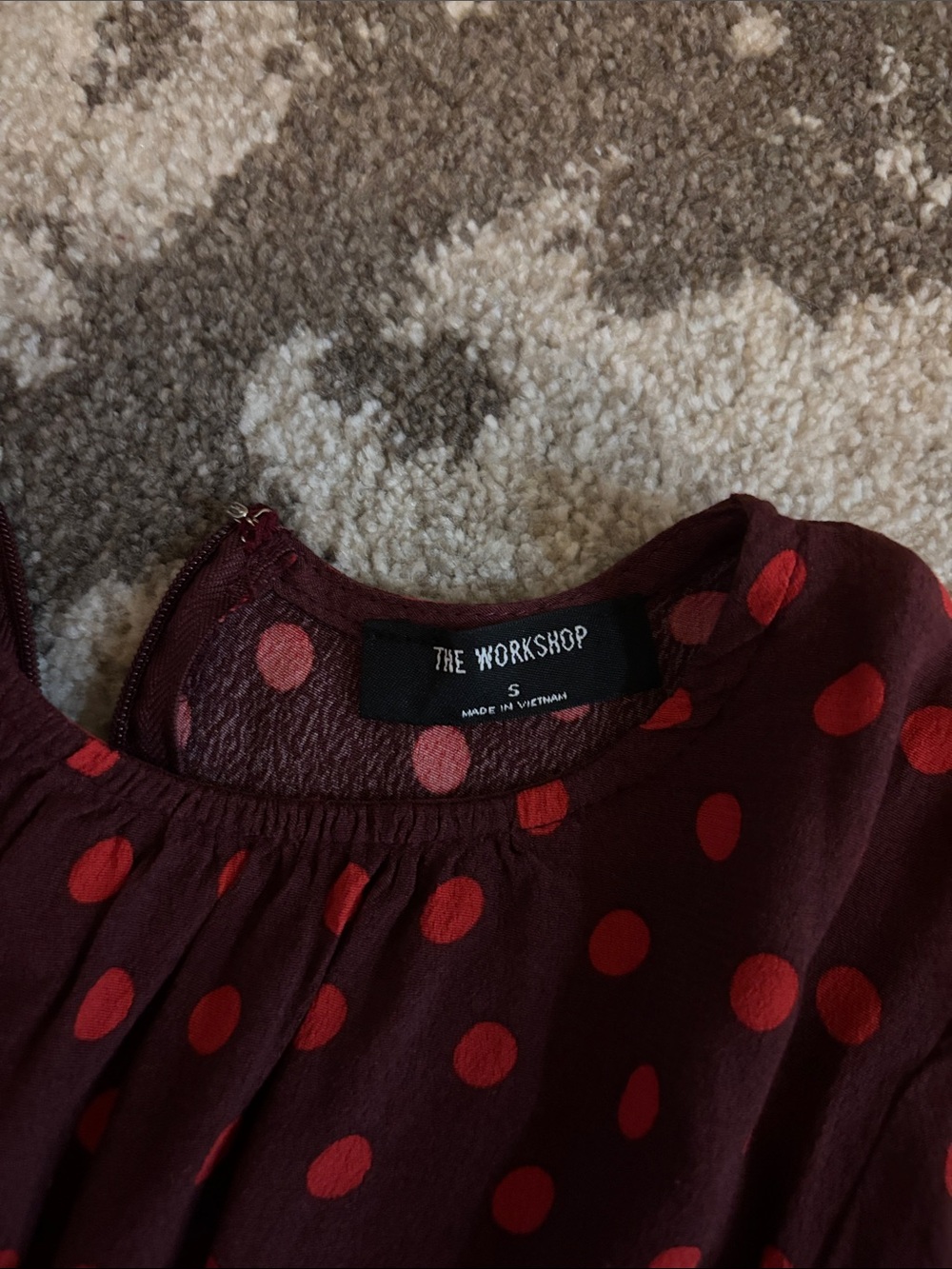 The Workshop Mini Dress in Berry Dot Polka Dot Flowy Skirt - Picture 2 of 5